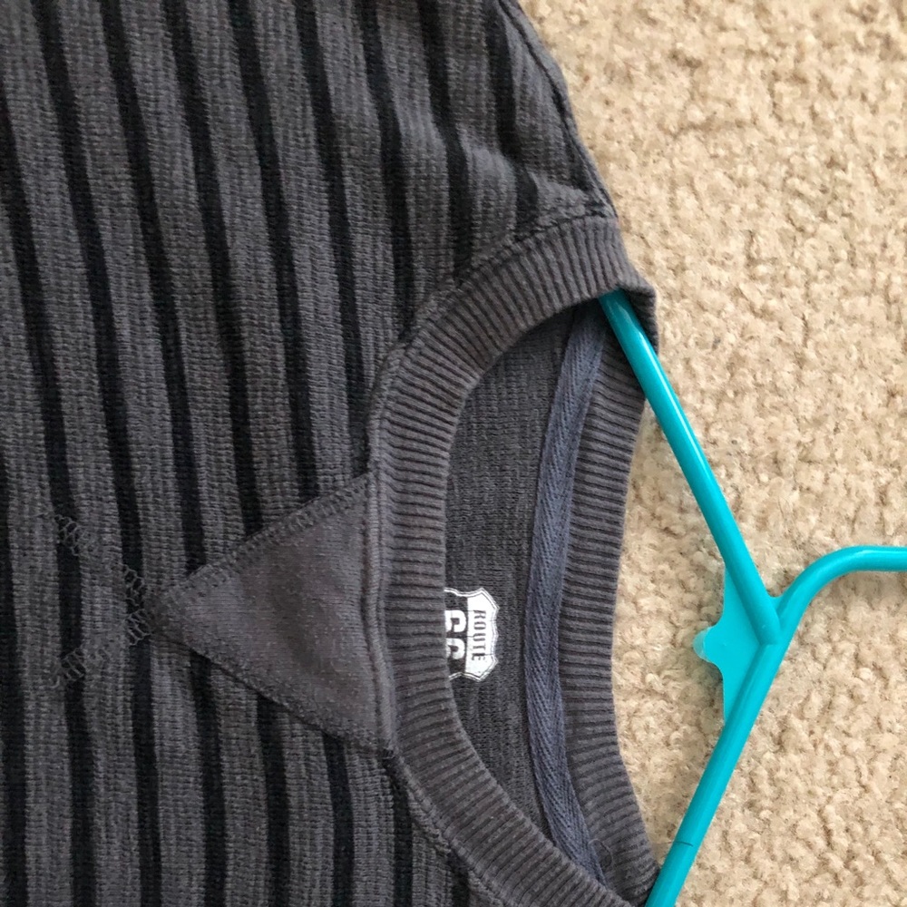 Gray sweater with black stripes